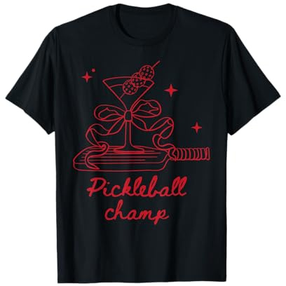Pickleball Doodles in Red, Pickleball Champ, Martini Glass T-Shirt
