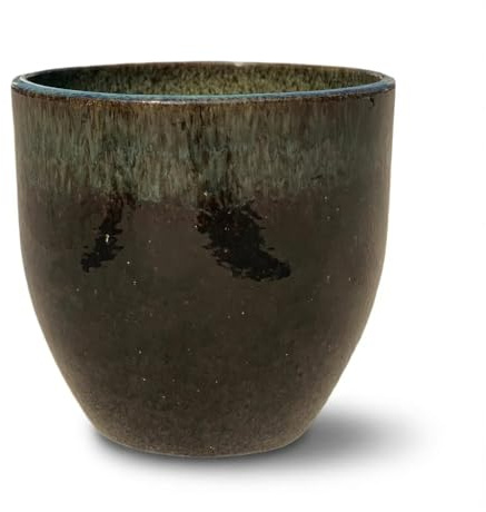 Provencelia Lancelot Terrakotta Topf Schwarz-Grün, Größe: M - Durchmesser: 29 cm x Höhe: 26 cm, handgefertigt, mediterranes Pflanzgefäß für Außen Innen Garten