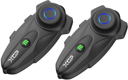 XGP X10 Intercom Moto, Bluetooth Casque Moto Mesh pour 10 Motards 3000m Système de Communication, Partage de Musique/Multitâche Audio/Assistant Vocal, Écouteurs Moto pour Motocyclette/ATV, Duo