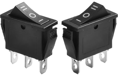 NEIQIUWING Interruttore a levetta rettangolare a 3 posizioni (ON/OFF) SPDT nero, per auto, cruscotto, barca, 12 V