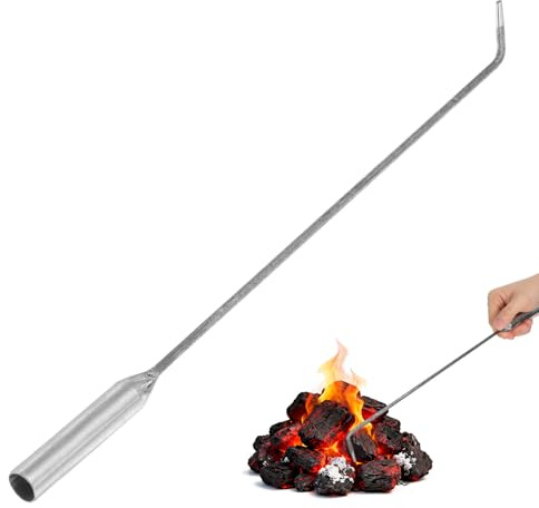 Healeved Kaminhaken aus Robustem Eisen mit Langem Griff Praktischer Feuerhaken für Indoor und Outdoor Feuerstellen Rutschfester Kamin Schürhaken für Grill und Kamin