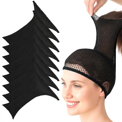Sibba 8 Stück Haarnetz Wig Cap,Perückenkappe für Frauen,Elastische Haarnetz | mit großem Maschenabstand, rutschfestes, bequemes, Nylon-Haarnet