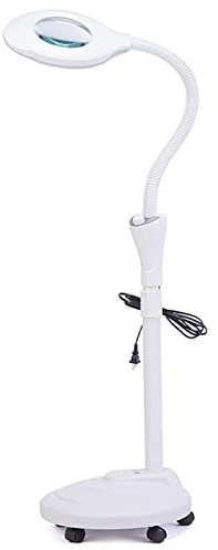 UYCVT Beauty Salon Floor Standing Magnifying Glass Lamp 16X Led Light Ultra Bright Energy Saving - Tattoo Lamp Beauty Lamp Nail Tattoo Eyebrow Shadowless - with Rolling Floor S-White-Pulley + Tray