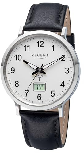 REGENT FR-295 Herren-Funkuhr Gut Ablesbar Schwarz/Silberfarben