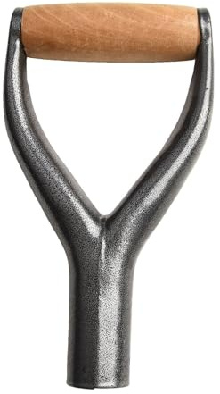 Lagomloot Mango de pala de hierro en forma de Y, agarre de madera resistente, repuesto para pala de jardín, accesorio de tubo de 3,1 cm de diámetro