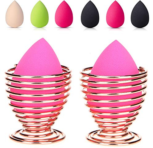 LanMa Beauty Sponge Blender Holder,(2 Pack Rose Gold) Makeup Sponge Drying Stand Storage Egg Powder Puff Display Stand