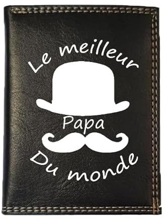Pochette Etui Petit Portefeuille Homme Noir, Porte Monnaie, Cartes, papiers Papa Fete des Peres