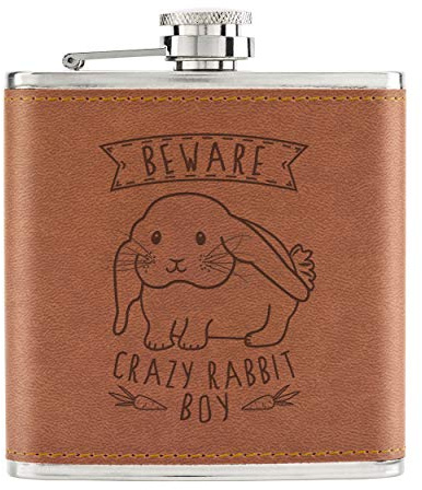 Attention Crazy Lapin Garçon 6oz Cuir PU Hip Flasque Fauve