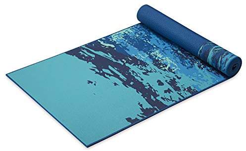 Gaiam Yoga Mat Premium Print Reversible Extra Thick Non Slip Exercise & Fitness Mat for All Types of Yoga, Pilates & Floor Workouts, Peaceful Waters, 6mm