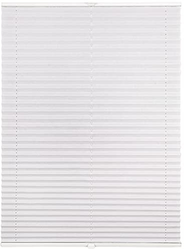ondeco Plissee auf Maß Crushed-Optik für alle Fenster innen, Montage in Glasleiste mit Spannschuh, Sonnenschutz-Rollo lichtschutz und Blickdicht Weiß B: 61-70 cm, H: 201-250 cm