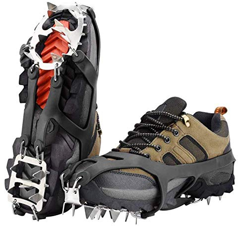 Steigeisen Mit Edelstahlspikes 18 Zähne Unisex Spikes Schuh-Krallen Bergsteigen Wandern Gletscher Reise,L