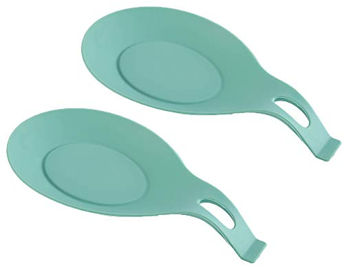 Lot de 2 repose-cuillères en silicone pour cuisine Vert