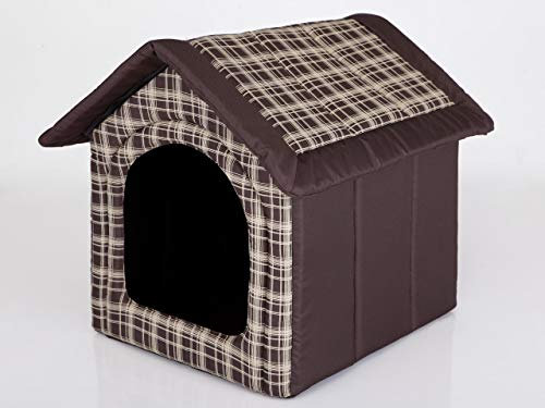 Hundehütte Hundehöhle Hundebett Hundehaus Katzenhöhle mittle M - 44x38 cm braun kariert