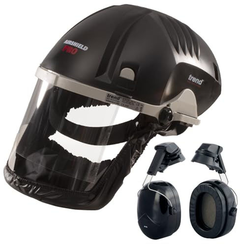 Trend Airshield Pro Full Air Circulating Face Shield w/ Ear Defenders - Complete Face and Hearing Protection Pack, AIR/PRO/D2 | Complete Full Face And Hearing Protection With Air Circulation For Comfortable All-Day Use, AIR/PRO/D2
