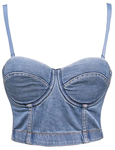 bslingerie® Bustier, Korsett im Madonna-Stil, metallische Nieten, denim, X-Small