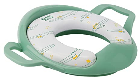 Badabulle Toilettensitz Kinder mit Griffen & weichem Sitz - Rutschfester Toilettenaufsatz mit Krokodil-Motiv - Ergonomischer Toilettensitz - Universell passend - Leicht zu reinigen - 18 Monate +