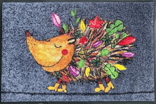Salonloewe Fussmatte Funky Hedgy I Schmutzfangmatte & Fußabtreter für Innen 50 x 75 cm