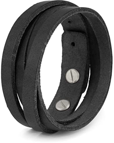 Simaru Lederarmband Herren aus Premium Leder Made in Germany, Männer Armband größenverstellbar in schwarz, braun oder Hellbraun (Schwarz)