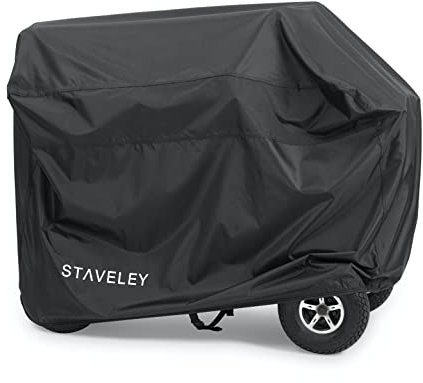Staveley LARGE Mobility Scooter Cover | Waterproof Outdoor Storage Protection for Scooters All-Season Use and Long-Lasting Material Black 137cm x 90cm x 66cm,