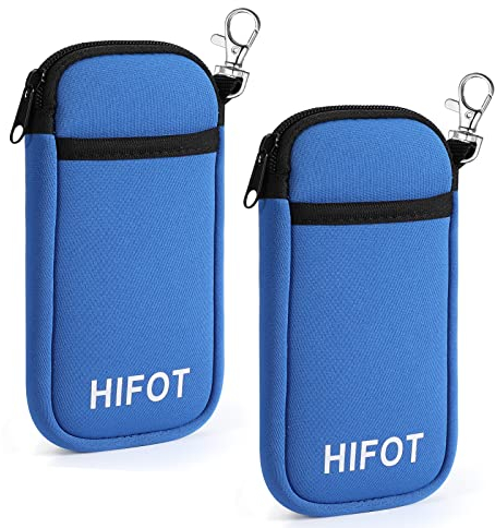Hifot Doppio Morbida Custodia Occhiali 2 Pezzi, Neoprene Astuccio per Occhiali da Sole Portatile a Cerniera di per Occhiali, Cosmetici, Chiavi, Penne, Cellulare, Gioielleria