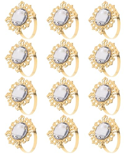 Kichvoe 12 Stück Serviettenringe Golden Serviettenringe Vintage Serviettenring Für Hochzeit, Weihnachten, Familie Sammeln, Esstischdekoration