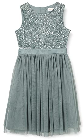 Maya Deluxe Mädchen Maya Deluxe Kleid Mädchen Paillettenverziertes Hochzeit und Geburtstag Festlich mit Bandschleife Brautjungfernkleid Kleid (1er Pack)