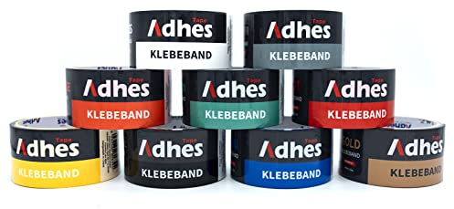 Cooleben Panzertape Set, 9 Rollen, je 48 mm x 10 m, buntes Klebeband wasserdicht, darunter blau, orange, gelb, grün, weiß, silber, gold, rot, schwarz, Gewebeband, Gewebeklebeband