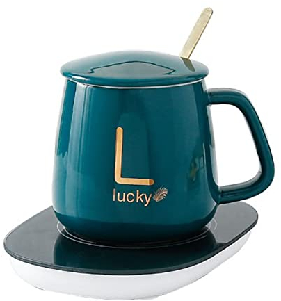 Fdit 380 Ml Keramik-Kaffeetasse mit 55 ℃ Konstanttemperaturheizung Kaffeetassenwärmer Getränketassenwärmer Kaffeetassenwärmer-Set Home Office Supplies （US-Stecker） （Adapter selbst erforderlich）