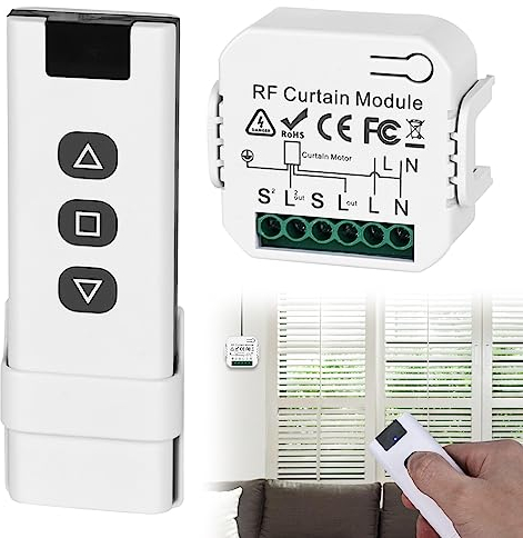 Aicharynic Funk Rolladensteuerung Nachrüstset, Smart Jalousieschalter Kompatibel Funkschalter 230v für Rolladen, Jalousien, Markisen, Bestehend aus RF Fernbedienung + Empfänger Modul