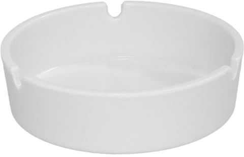 Acan Tradineur - Cenicero Redondo de plástico, Cuenco, Recipiente con Muescas para Cigarrillos, Uso Interior y Exterior, hostelería, hogar (Blanco, Ø 10 cm)
