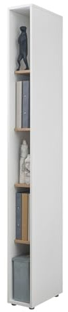 Furn.Design Aktenregal Standregal in weiß und Eiche Wotan Büroschrank für Homeoffice und Büro Büromöbel Ordnerregal 20 x 200 cm Center (Büroregal 1)
