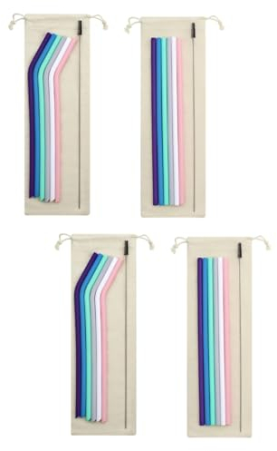 Healeved Palhinhas Reutilizaveis 4 Juegos Vasos Reutilizables Vasos De Reutilizable Pajitas De Silicona De Cafe De Silicona Plegable Vaso De Colocar Portátil Reusable Straw