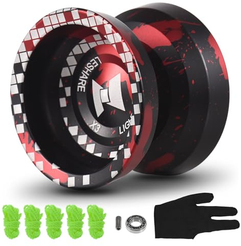 Lixada Professionelle Aluminium-Legierung Yoyo Ball mit Non-Responsive Yoyo Pad Reaktive 3-Finger-Handschuh für Profis Anfänger