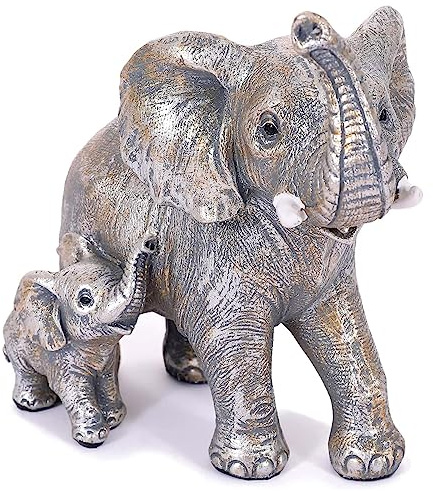 Irayin Decoración de elefante, adornos de elefante, regalos de elefante para mujeres, regalo de mamá, decoración para sala de estar, oficina, estantería, dormitorio, color plateado