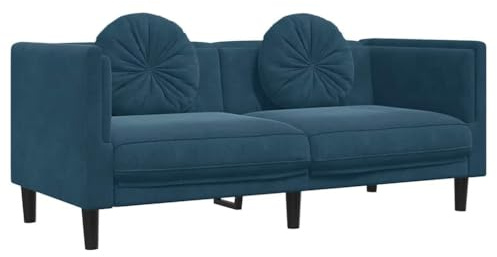 vidaXL Sofa, Polstersofa mit Kissen 2-Sitzer, Zweisitzer Loungesofa Designsofa für Wohnzimmer, Couch Wohnzimmersofa, Modern, Blau Samt