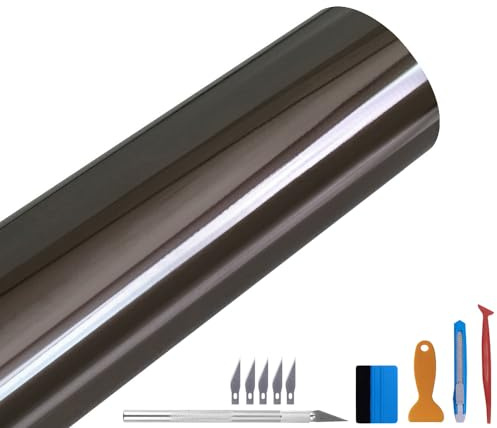 NewL Glänzende Spiegel-Chrom-Vinylfolie Folie Folie Aufkleber blasenfrei DIY Auto Selbstklebend Wrapping Film, grau, 30x300cm | Chrom-Oberfläche, inkl. Montagewerkzeug, hohe Dehnbarkeit, außengeeignet, rückstandsfrei haftend, für Autos und Motorräder