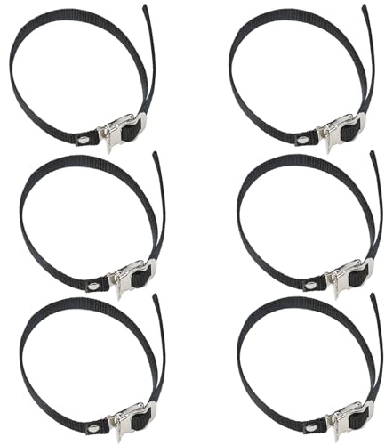 6 Stück Fahrrad Pedalriemen, Fahrrad Pedale Clips, Adjustable Bicycle Pedal Strap, Zehenclips Riemen mit Klemmschloss, Bike Pedal Straps Schwarz für Übung Spin Bike und Outdoor-Fahrräder (50CM)