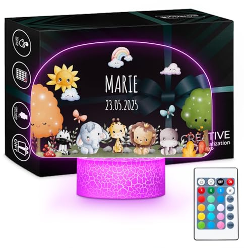 Maverton Personalisiertes Nachtlicht für Babys - LED Nachttischlampe für Kinder - Geschenk zur Geburt - Nachtlicht Baby - Geburtstagsgeschenk - personalisierte Geschenke Baby - Geschenk Mädchen