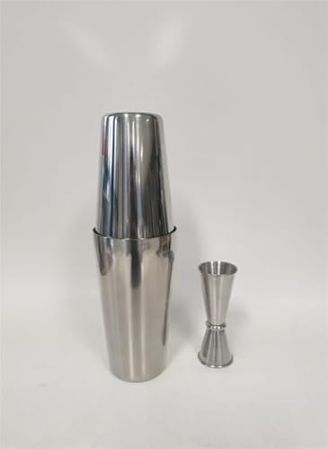 GWHOLE Shaker Cocktail Boston Shaker in Acciaio Inox 750mL 500mL TIN ON TIN Shaker Cocktail Professionale con Jigger 50mL 25mL per Barista, Bar, Famiglie e Singoli
