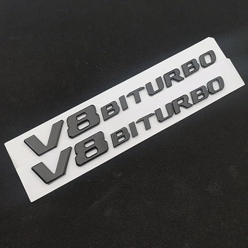 ERAKAFZTTK 3D ABS Buchstaben Auto Aufkleber Hinten Stamm Abzeichen E43 E53 E63 V8 BITURBO 4MATIC Emblem Logo Fit for Mercedes AMG W213 W212 Zubehör(Black,V8)