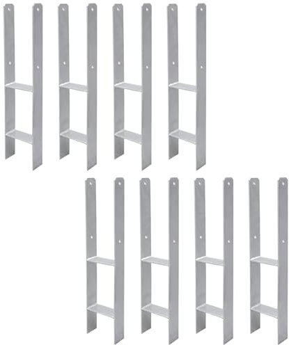 Gimisgu Anclajes en H para postes de 8 unidades, anclaje en H, para postes en H, para valla e invernadero, postes de madera cuadrados (91 x 600 mm)