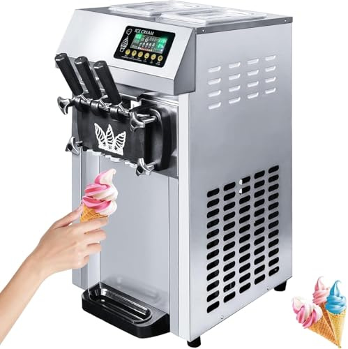 Furvveerr Machine à Crème Glacée Molle Commerciale,Machine à Crème Glacée de Comptoir, pour Glacier Camion-Restaurant (A126)