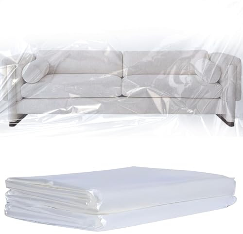 2 Stück Wasserdichte Transparente Möbelabdeckung 2 x 3 m Sofa Abdeckung Staubdichte Couchhülle für Umzug Lagerung Renovierung, Robustes Kunststoff Schutzbezug für Sofas Sessel Stühle Ottomanen