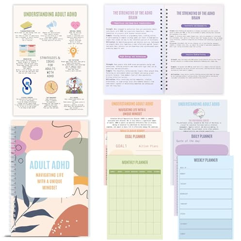 Jetec the Adhd Workbook for Adult Planner Notepad Adhd Late Diagnosis Neurodivergent Therapy Workbook Executive Functioning Worksheet