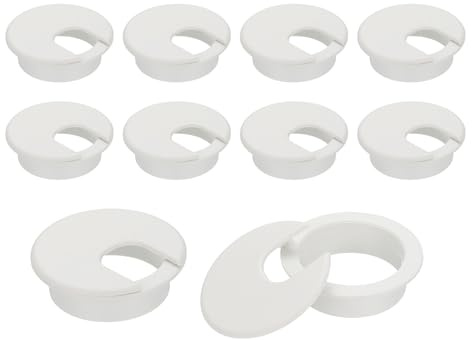 PATIKIL Desk Grommet 2, 10 Pcs Plastic Desk Hole Cover Cable Grommet Cord Hole Cover Table Wire Organizer for Home Office Wires Cables Through the Countertop, White