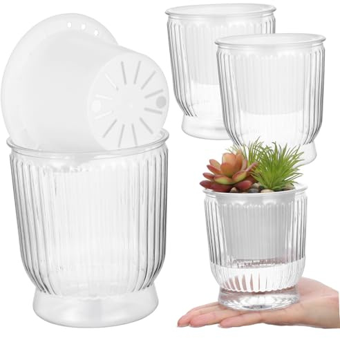 Hemobllo 4piezas Jarrón Hidropónico Macetas Transparentes De Plástico para Plantas De Interior Riego Automático para Balcón y Jardín