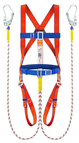 jamgeery Imbracatura di sicurezza anticaduta, imbracatura da costruzione a 5 punti Kit di cinture di sicurezza kit di protezione anticaduta Per lavori sui tetti, lavori in quota