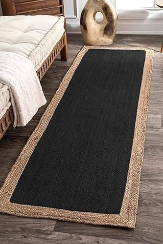 Aizza Trends Tappeto indiano fatto a mano in iuta naturale, interno intrecciato, tappeto in iuta, tappeto d'ingresso, dimensioni 60 cm x 180 cm