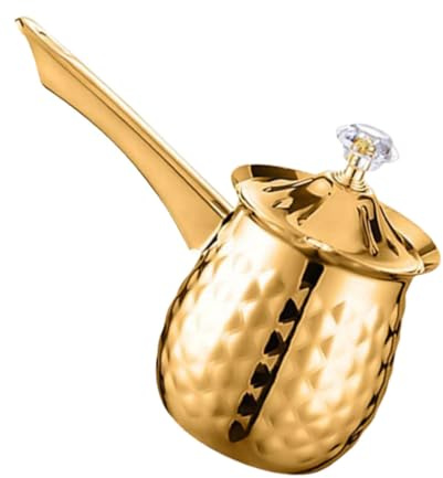 VICASKY Vintage Turkish Coffee Pot Golden Multifunctional Simmers Pot for Rich Flavor Extraction Tea Kettle and Milk Warmer for Coffee Lovers