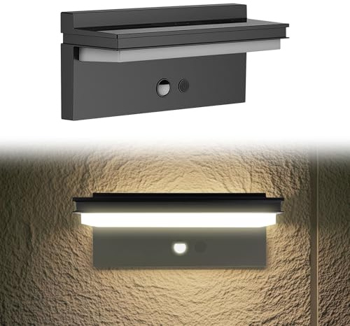 【Neuheit】Solarlampen für Außen mit Bewegungsmelder, 73 LED Superhell Solarleuchten, IP65 Wasserdicht, 4 Modi Solar Wandleuchte Aussen für Garten, Balkon, Zaun, Terrasse, Treppen - inkl. Montage-Set